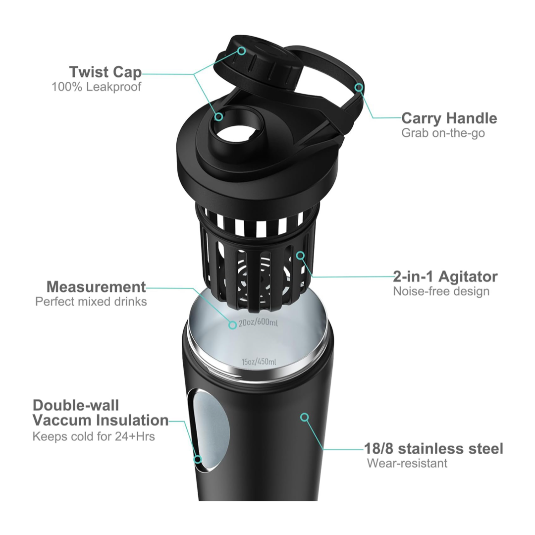 Botol Shaker Stainless Steel 2 - Protein Shaker Bottle ulasan dan harga